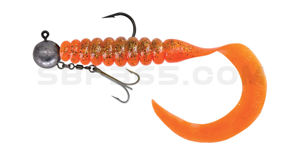 SX XXL Grub 11" (ca. 27 cm) orange / klar gold,schwarz Glitter, montiert HMEG 16/0 240g, mit Beihänger