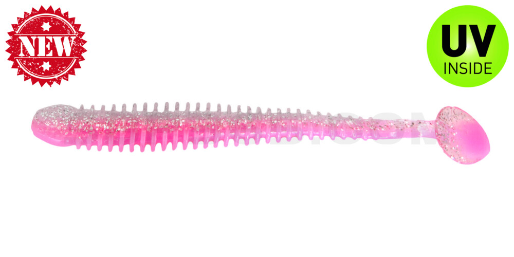 Texas 4" (ca. 10 cm) bubblegum / klar silber Glitter