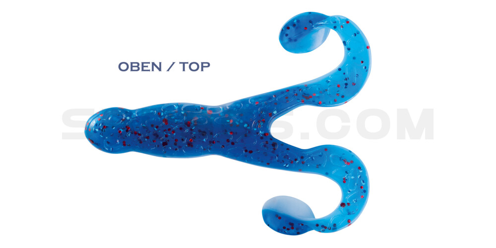 Turbofrog 4" (ca.12,0 cm) reinweiss / klar blau Glitter