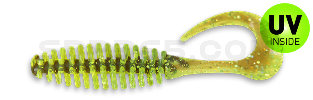 Turbotwister 5" (ca. 12,0 cm) grün (chartreuse)-glitter / motoroil glitter