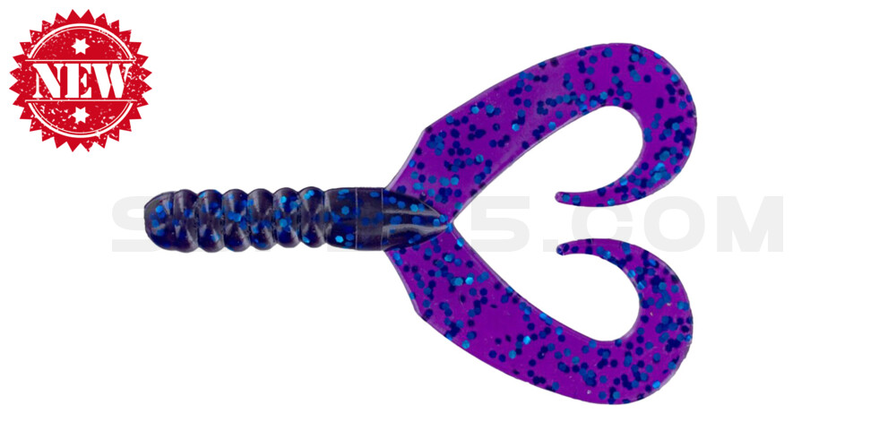 Twin Tail Grub 2,75" (ca. 7 cm) violett transparent glitter