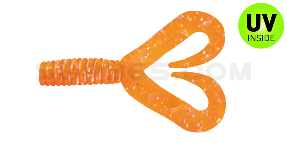 Twister 2" Doubletail regulär (ca. 4,5 cm) klar fluoorange Glitter