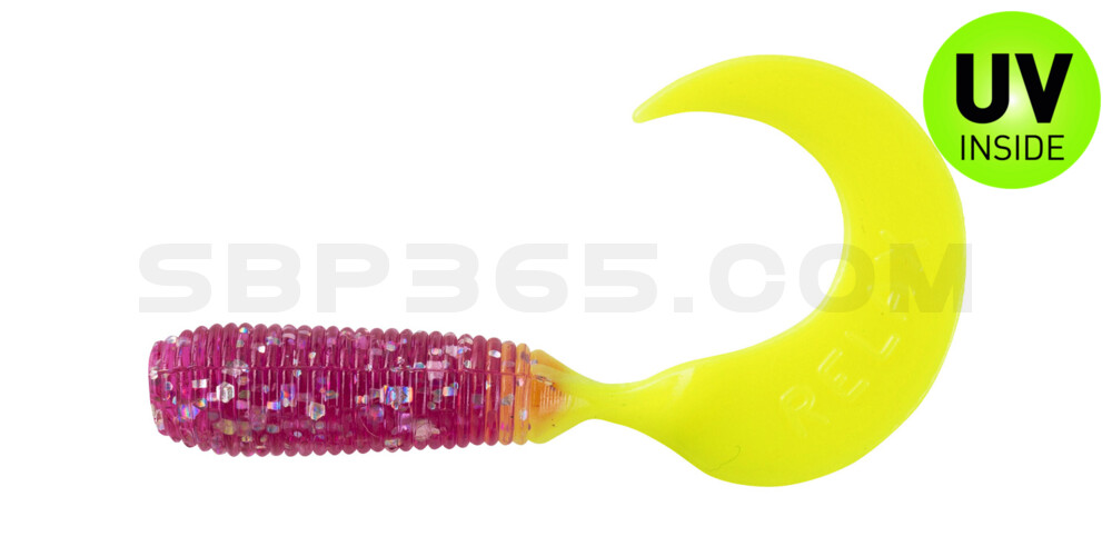 Twister 2" regulär (ca. 4,5 cm) violett transparent glitter / fire tail