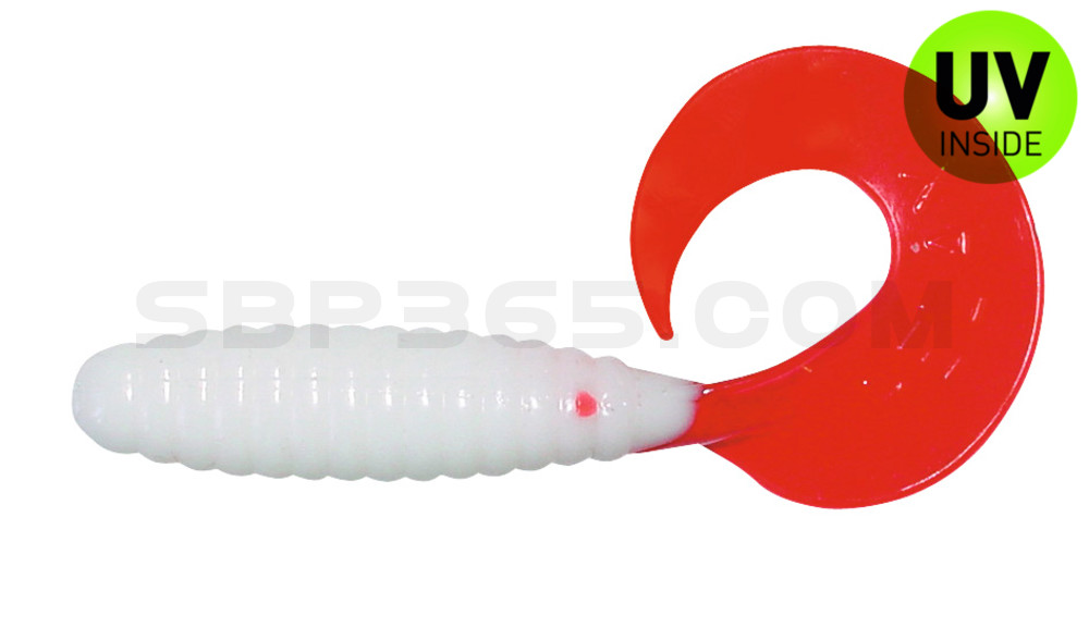 Twister 4" regulär (ca. 8,0 cm) reinweiß / red tail