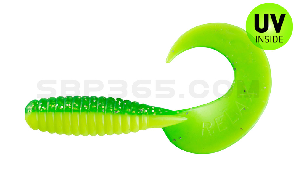 Xtra Fat Grub 5,5" laminiert (ca. 13,0 cm) fluogelb  / grün-glitter