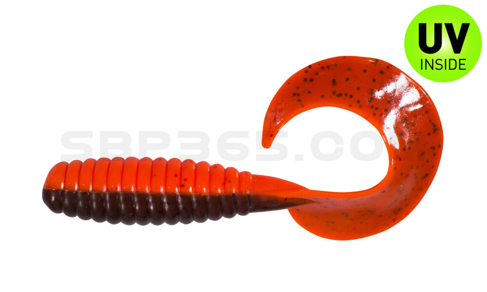Xtra Fat Grub 5,5" laminiert (ca. 13,0 cm) orange-Glitter / olivebraun-Glitter