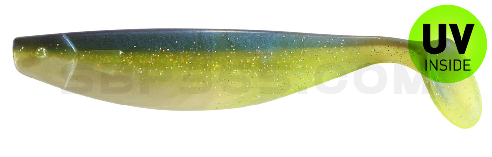 Xtra-Soft 6" (ca. 16,0 cm) perlweiss-grünglitter-blau