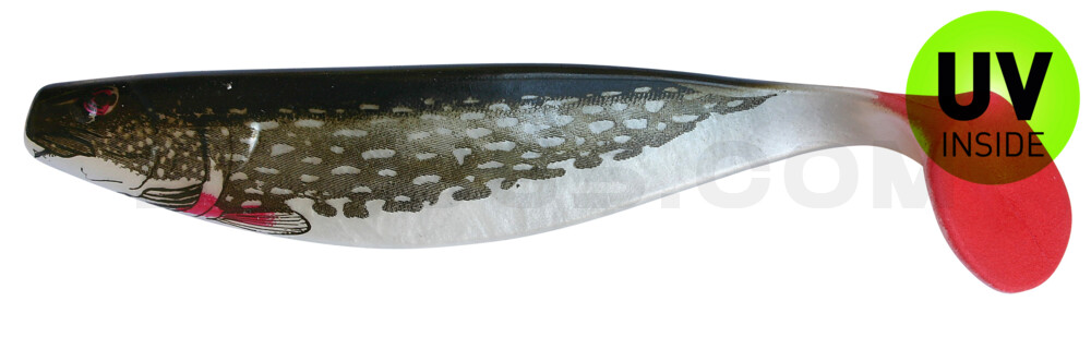 Xtra-Soft-Nature 6" (ca. 16,0 cm) perlweiss / Hecht (olive) / red tail